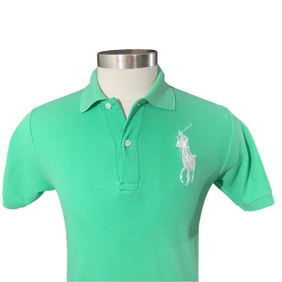 Polo Ralph Lauren Green Big White Pony Short Sleeve Polo Sz L Embroidered #3 - Picture 1 of 11